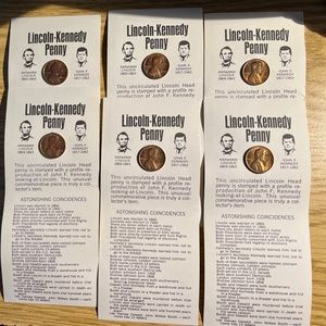 6 LINCOLN-KENNEDY COMMEMORATIVE PENNIES RARE